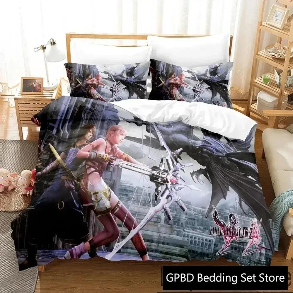 

Anime Game Final Fantasy Xiii-2 Bedding Set 3D Printed Suitable For Bedroom Duvet Cover Set With Pillowcases Kids Home Textile EU Single(135*200cm)3pcs