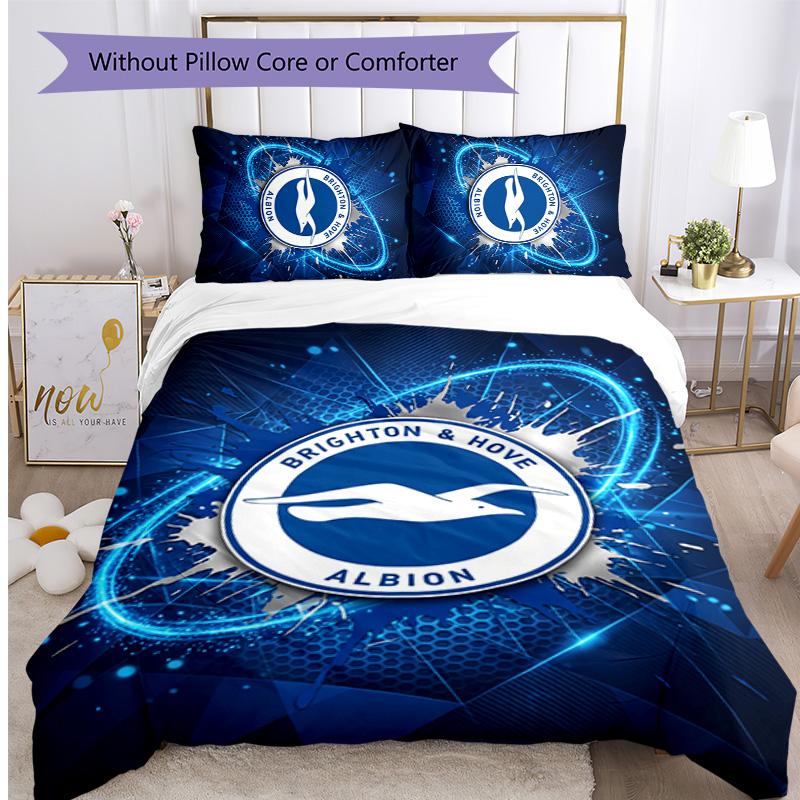 Set Lenzuola Stampato Brighton & Hove Albion Football 3 Pezzi, Set Copripiumino Confortevole e Delicato sulla Pelle per Camera da Letto