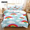 Duhová sada povlaku na přikrývku King Mikrovlákno Dívčí Estetický Duhy Ložní Sada pro Děti Kawaii Hrad Dezert Vzor Povlak na Prošívanou Přikrývku