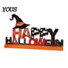 Small Decorative Wood Signs Wooden Halloween Table Ornament, Trick or Treat/Boo/Happy Desktop Decoration Spooky Party Centerpieces with Ghost