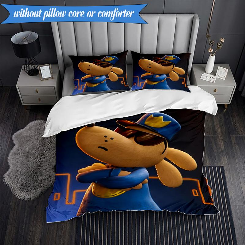 Set Biancheria da Letto Avventura 3 Pezzi Dog Man e Amici Stampa 2D (Include 1 Copripiumino + 2 Federe Senza Imbottitura), Decorazione camera da letto, Regalo ventilatore