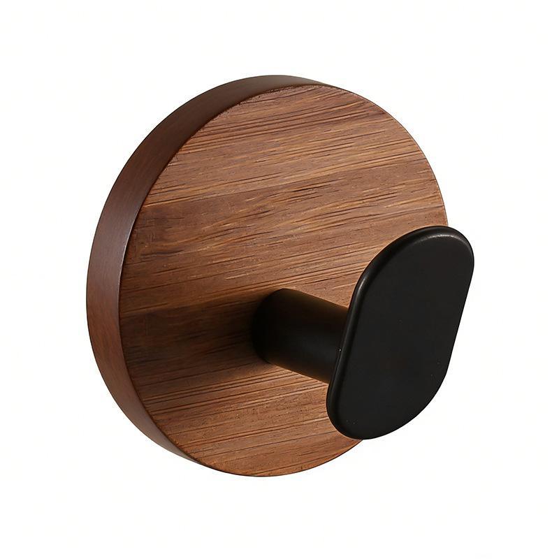 Natural Wood Self-Adhesive Wall Hooks Heavy Duty No Trace Coat Hangers for Towel Hat Bag Bathroom Kitchen Dorm