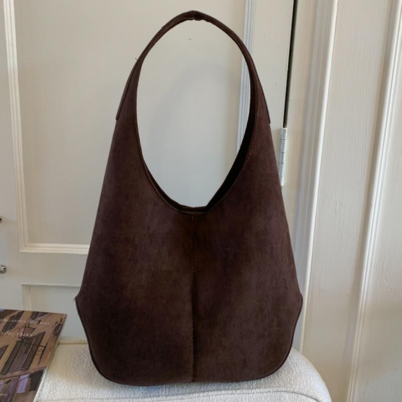 Lazy Wind Large-capacity Suede Bag New Simple Shoulder Underarm Bag Retro Commuter Portable Tote Bag
