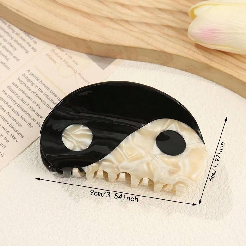 1pc Retro Yin Yang Pattern Acetate Hair Claw Clip Anti Slip Strong Grip Claw Clip Women's Headpiece