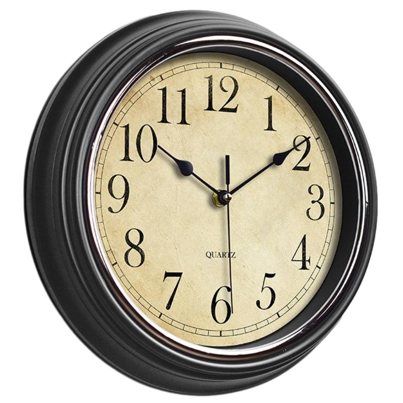 Wall Clock 12-inch Large Retro Wall Clocks Non Ticking Classical Quiet Clocks Living Room Kitchen Bedroom Office Decor A0KF