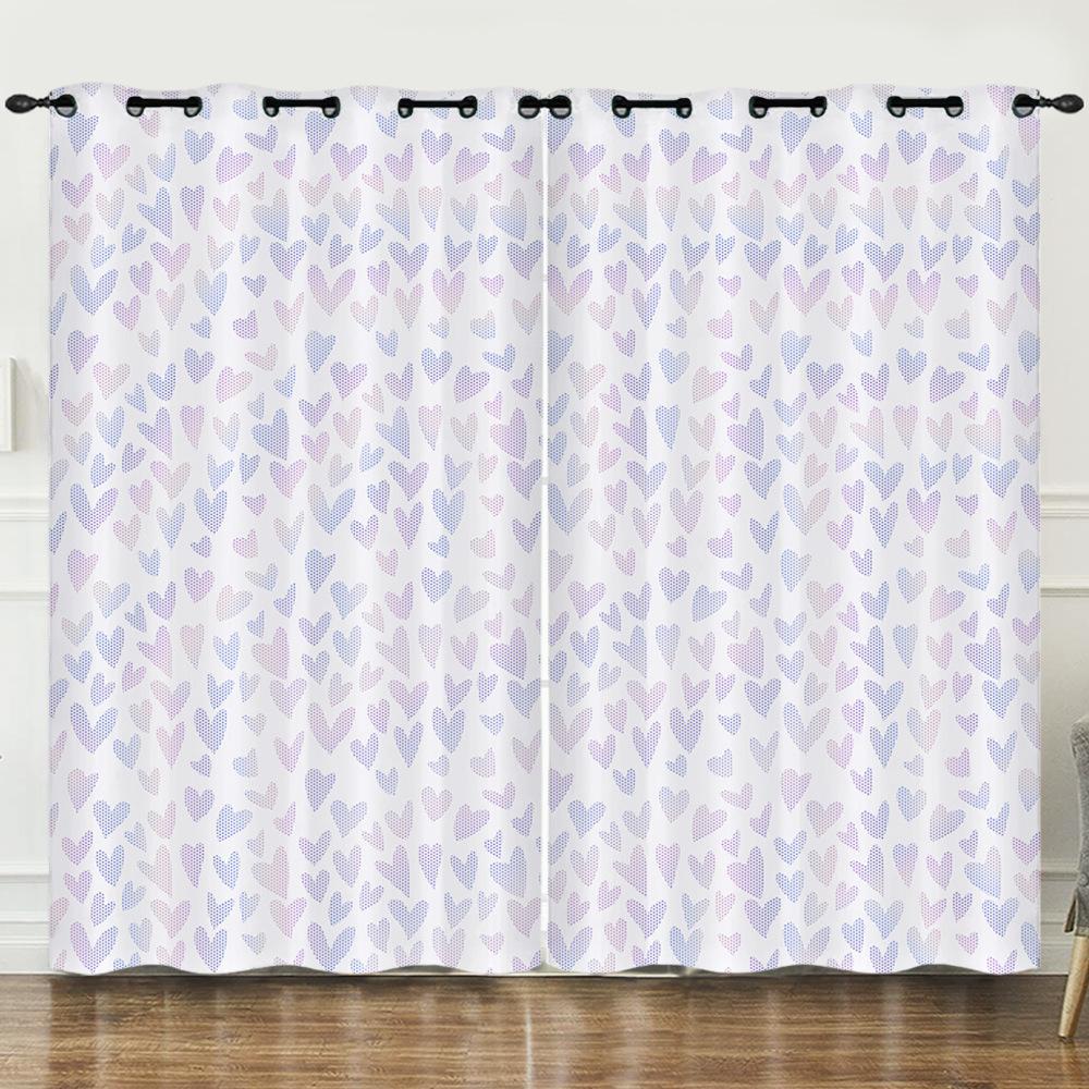 Curtains Simple And Simple Pattern 3D Digital Printing Blackout Curtain Punching