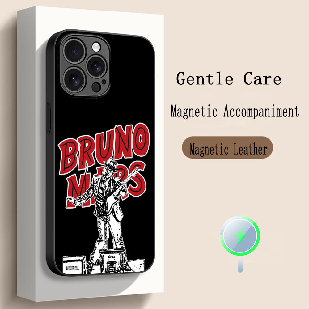 Bru-no Cool Singer Fashion Design Phone Case For iPhone 17 16 15 14 13 12 Plus Pro Max High-end Luxury Magsafe Sheepskin