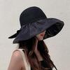 Korean-Style Women's Wide Brim Sun Hat with Bow and Face Mask - Versatile Outdoor UV Protection Hat for Adults