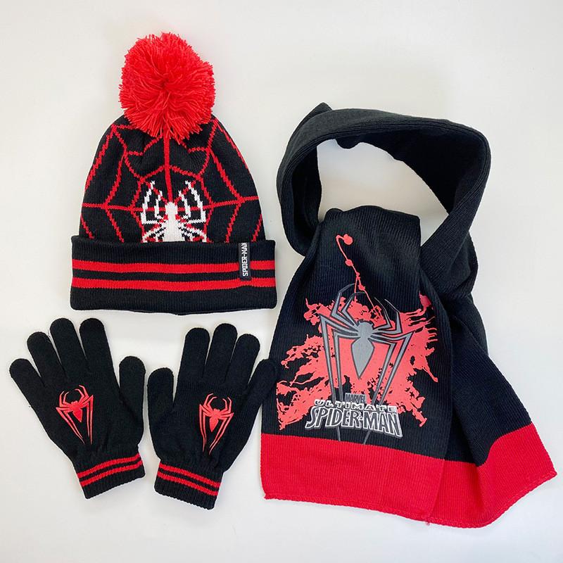 Cozy And Colorful Spider Man Knit Hat Scarf And Gloves Set For Boys Autumn Winter Outdoor Fun