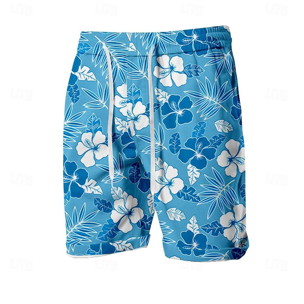 Men s Leaf Plants Flower / Floral Swim Trunks Swim Shorts Board Shorts Mid Waist Fashion Hawaiian Designer 2XL