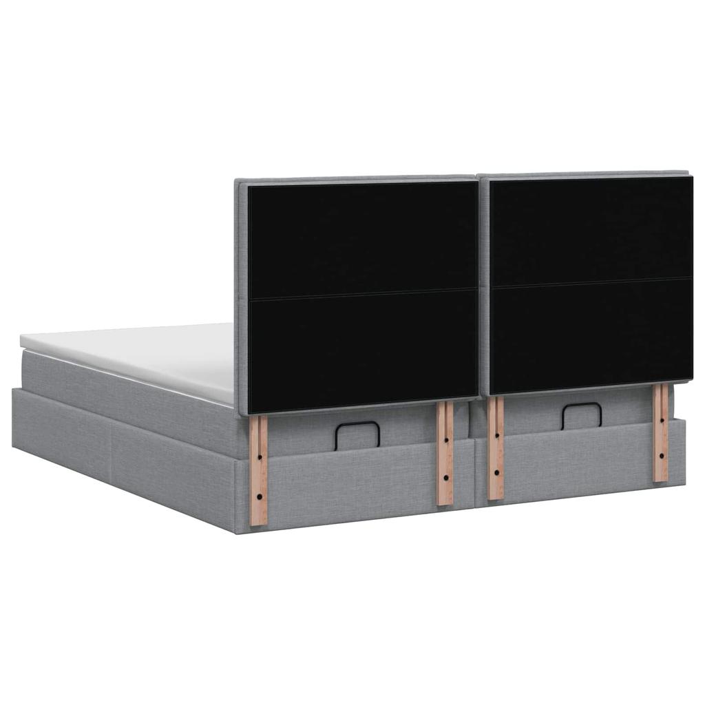 Ottoman Bed with Mattress and LED Light Gray 160 X 200 Cm Fabric