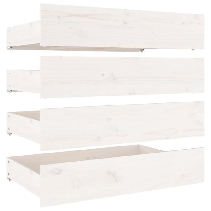 VidaXL Tiroirs de lit 4 pcs Blanc Bois de pin massif 814995