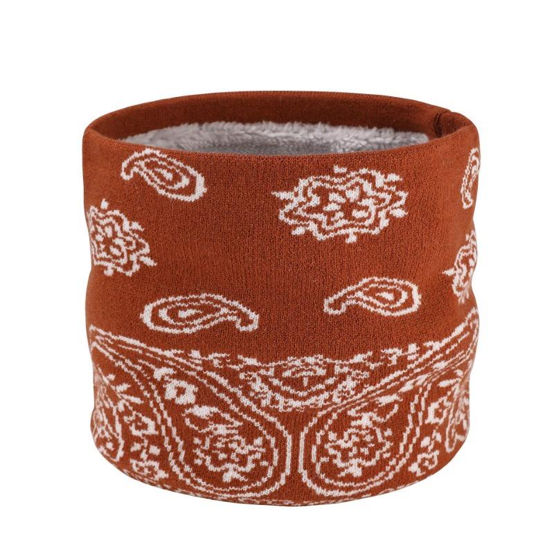 Hot-selling winter velvet warm scarf men's and women's knitted printed totem scarf thickened neck cover