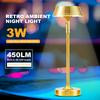 LED Wireless Gold Table Lamp Rechargeable Touch Table Light Stepless Dimmable Creative Night Light for Living Room