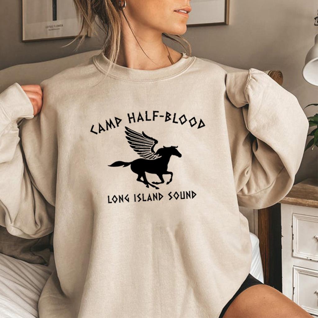 Camp Half Blood Sweatshirt Percy Jackson Hoodie Women Long Sleeve Pullovers Graphic Hoodies Vintage Streetwear Sweatshirts Top