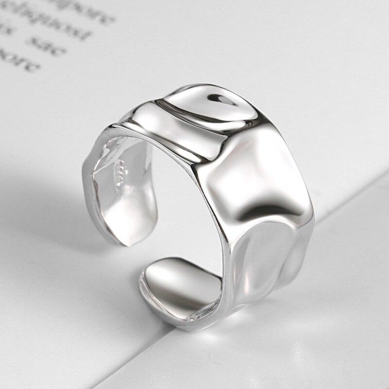 Irregular Concave Convex Ring for Women Men Gold Silver Color Wide Open Finger Ring Fashion Gift серебряный