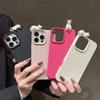 Cute 3D Cartoon Lying Cat Lychee Pattern Leather Phone Case For iPhone 17 16 15 13 11 12 14 Pro Max Plus Soft Candy Matte Cover