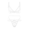 2 Pcs/Set Bra Panties Set See-through Mesh Hollow Out Solid Color Elastic Strap Decor Thin High Waist Wedding Night Honeymoon Underwear Set