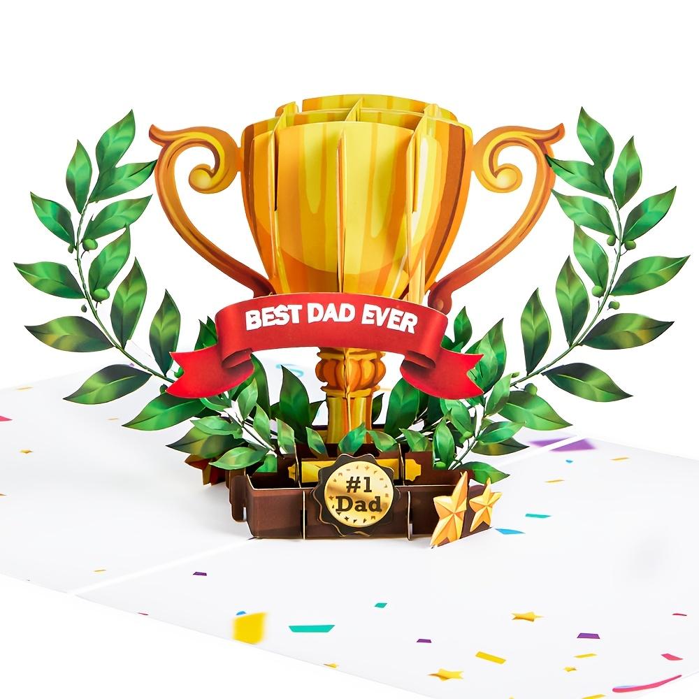 1pcs Father's Day Trophy Pop Up Card, The Best 3D Dad Trophy Card, Father's Day Card, Is The Perfect Handmade Gift for Dad