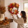 Maple Leaf Pinecone Wreath for Thanksgiving Door Wall Hanging Decor