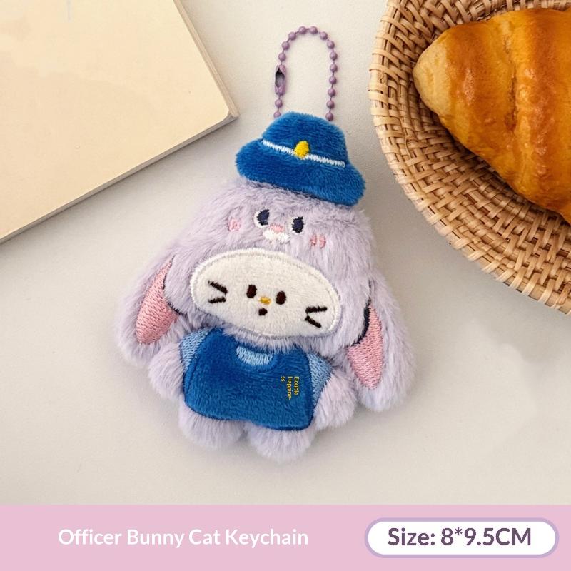 Cute Cartoon Small Animal Plush Keychain Kawaii Fox Rabbit Stuffed Doll Pendant Backpack Decoration Pendant Accessories Gift