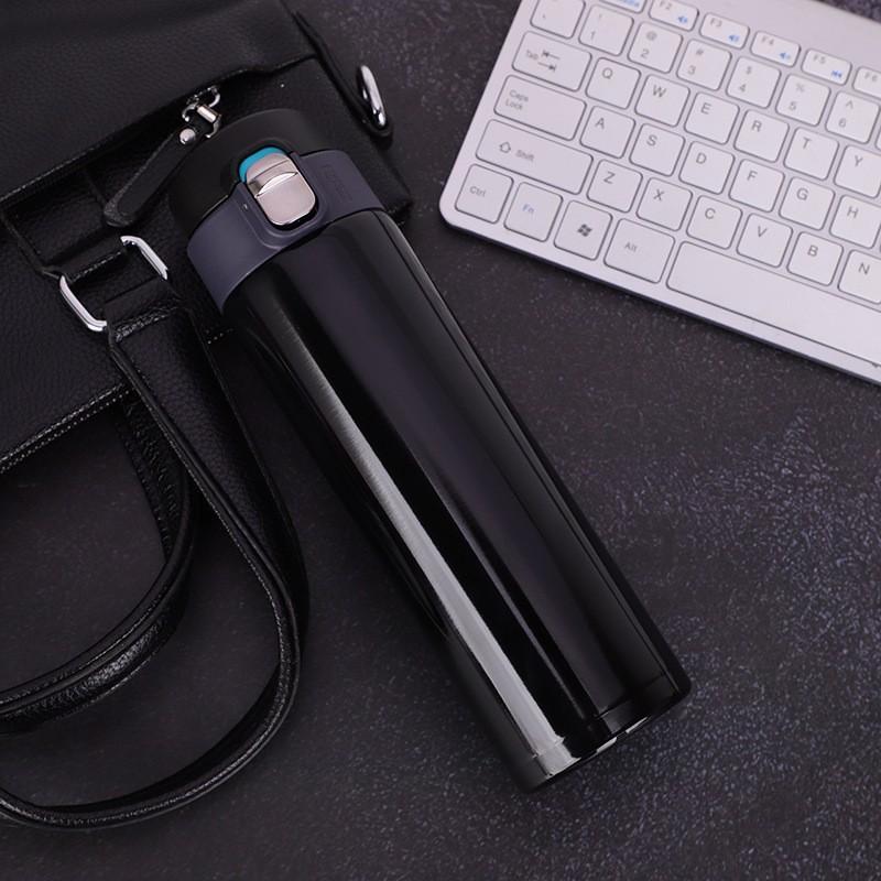 500ml 304 Stainless Steel Vacuum Insulated Bottle, Leakproof One-Touch Flip-Top Flask for Car Office Travel