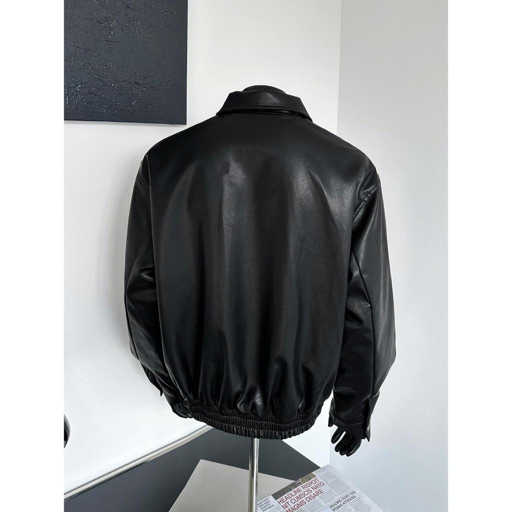 Men's Retro Loose Plaid Reversible PU Leather Jacket - Trendy American Spring/Autumn Outerwear