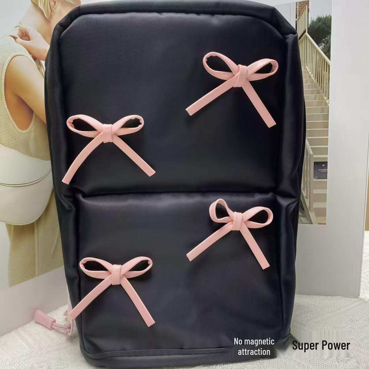 Large Capacity Waterproof Makeup Brush Bag with Cute Bow for Travel