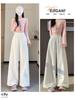 Women's Spring/Summer 2026 Sweet Ruffle Lace Wide-Leg Pants - Elastic Waist, Slimming, Soft, and Smooth Casual Wear