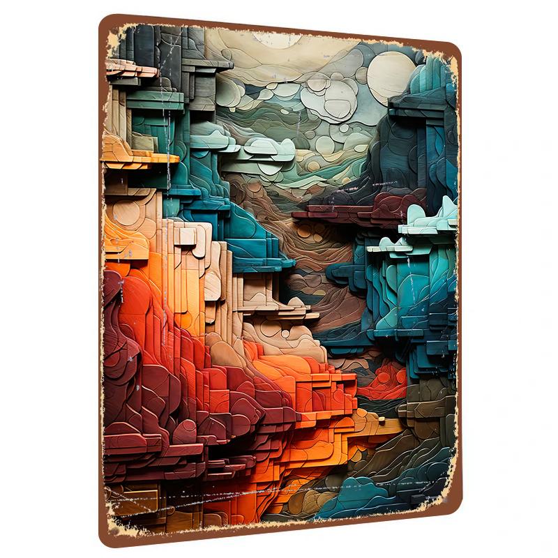 

Custom Layered Metal Wall Art Modern Abstract Mountain Landscape Home Decor for Living Room Office 20x30cm（7.8x11.8inch）