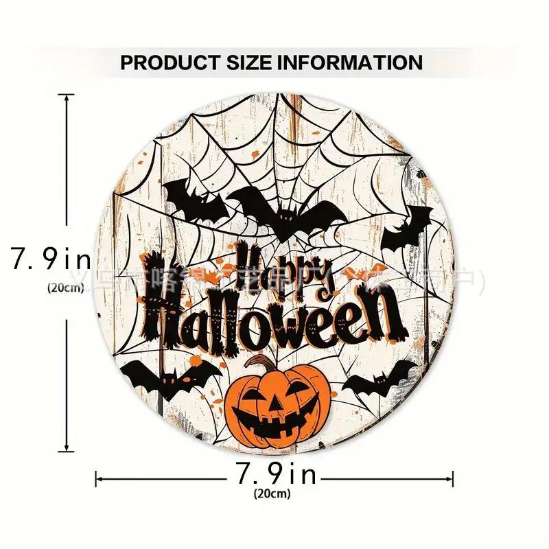 Halloween Bat Wings & Vampire Black Cat Door Hanger - Wooden Ghost Festival Front Door Decoration