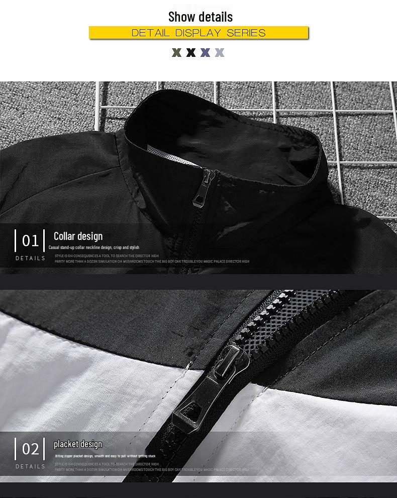 Pánská větrovka s barevnými bloky 2024 - Jarní/letní ležérní sportovní bunda pro teenagery a studenty