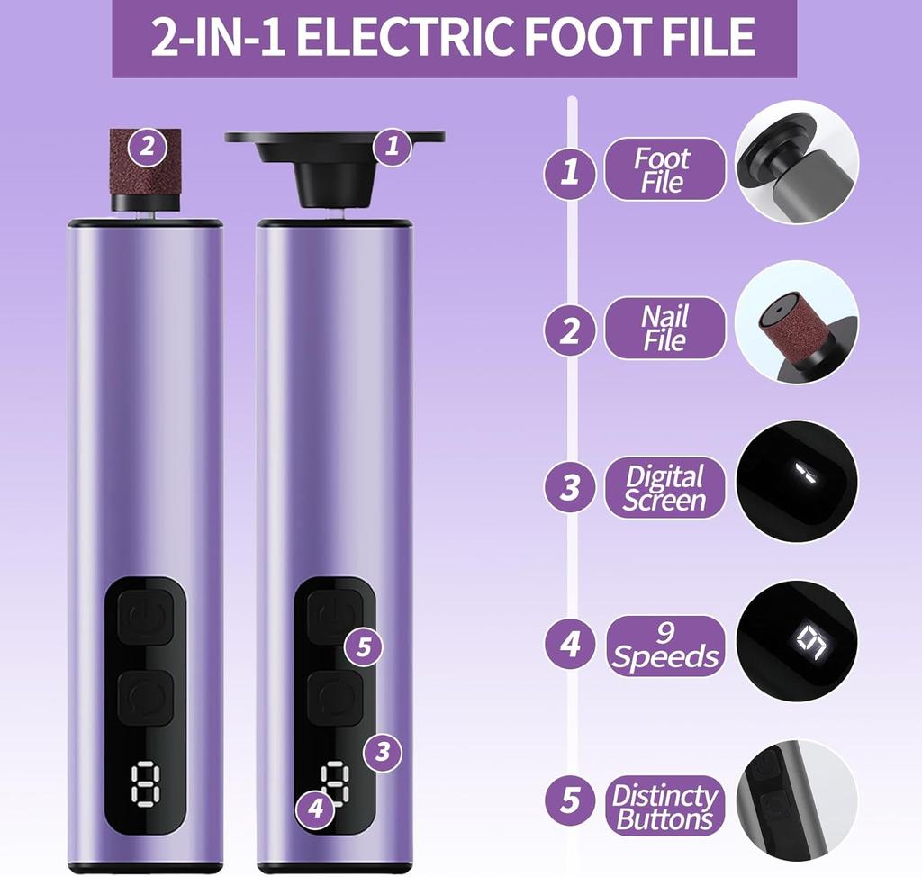 Foot Care Tool 2-in-1 Foot and Hand Electric Care Tools,Polish and Smooth,Shine Toenails Electric Callus Remover Pedicure File