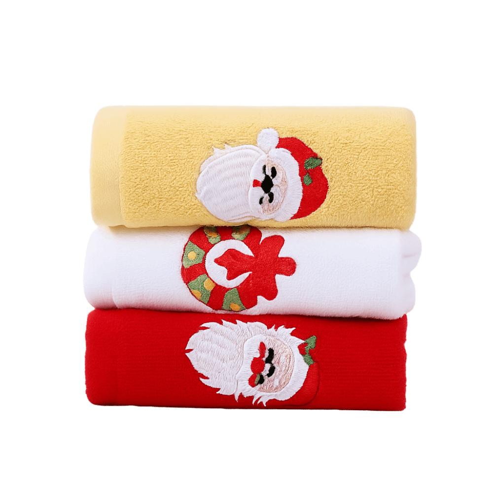 

3/4Pcs Quick Dry Merry Christmas Kitchen Towels Embroidered Soft Cotton Christmas Themed Towel Santa/Elk Absorbent