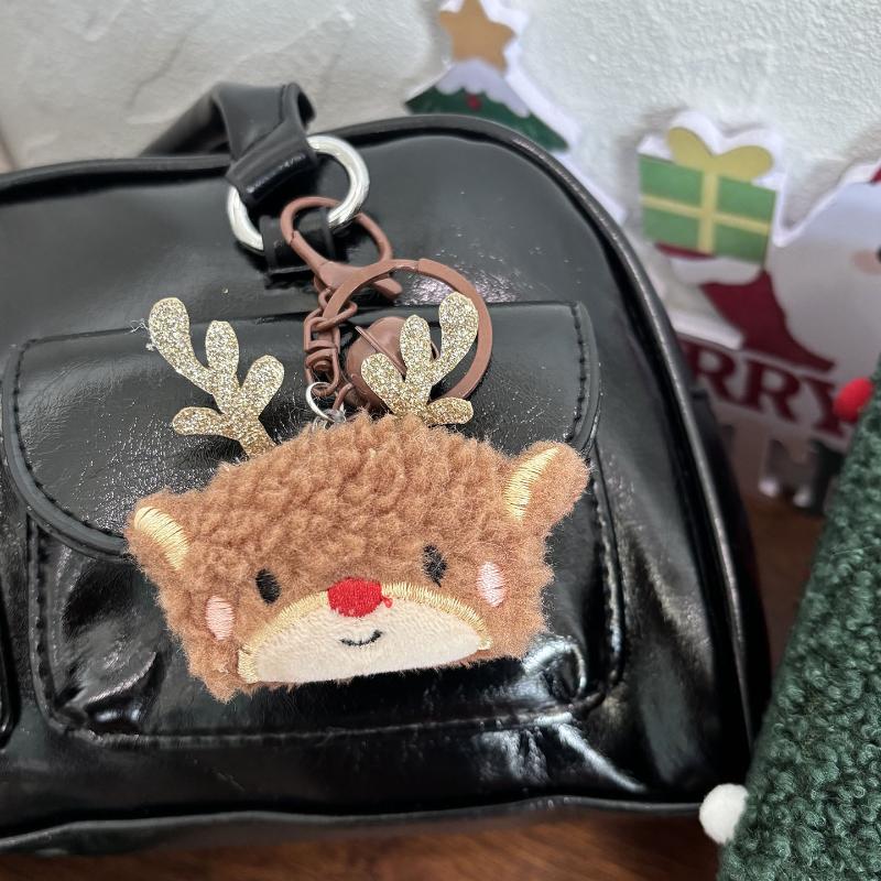 Cute Christmas Plush Doll Keychain Cartoon Santa Claus Snowman Christmas Tree Backpack Pendant Decorative Accessories Gift