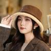 New Printed Burrs Bucket Hat Autumn and Winter Fashion Fleece Thickened Pot Hat British Retro Thermal Hat