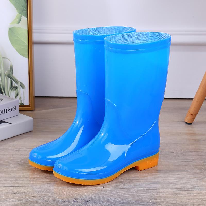 New Medium Tube Waterproof Rain Shoes Rain Boots Water Shoes Women's Fashion Adult Rubber Shoes Overshoes Velvet Water Boots Non-slip Work Summer