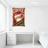 Vintage Coffee Shop Metal Tin Sign, Red Background with Coffee Cup & Sunburst, 'COFFEE SHOP' Text, Premium Quality Badge, Distre
