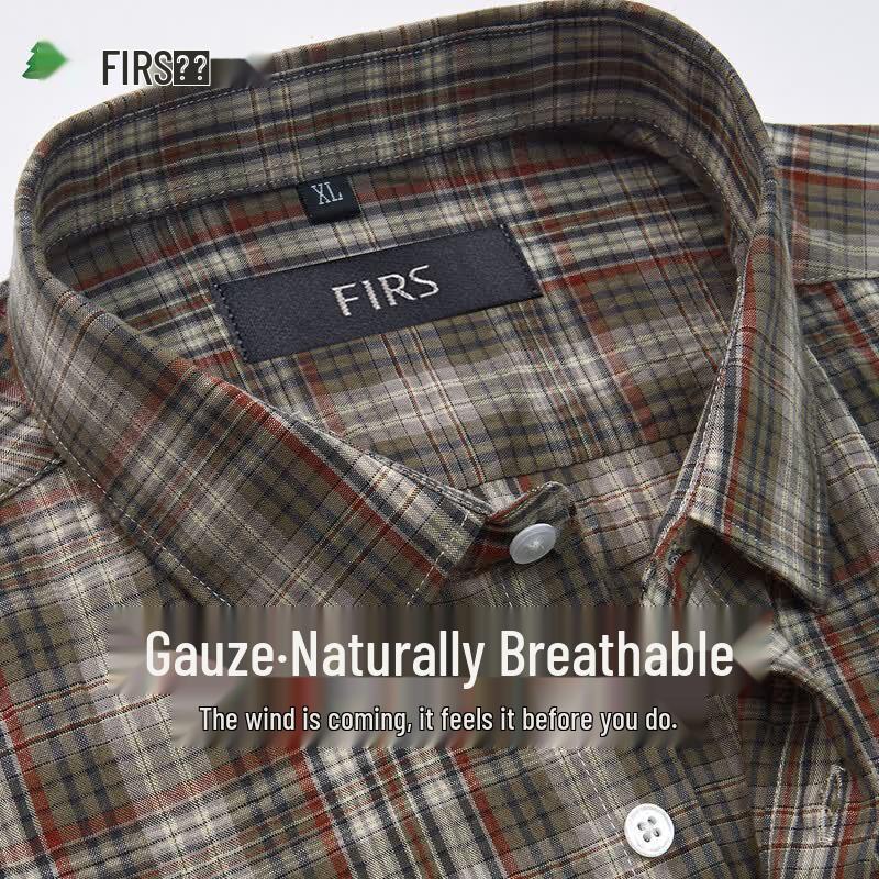 FIRS Men s Seersucker Plaid Short-Sleeve Shirt 43