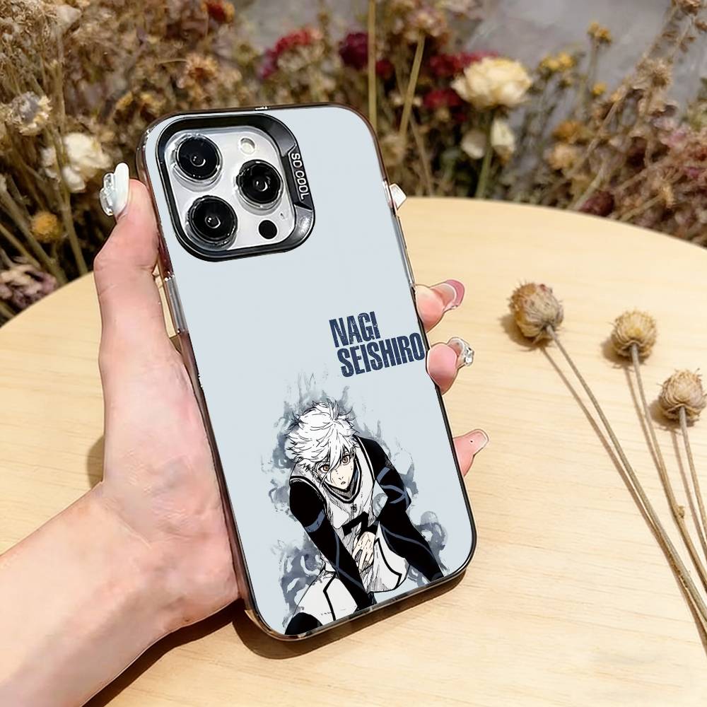 

Blue Lock Phone Case For iPhone 17,16,15,14,13,12,11 Plus,Pro Max,XS,Colored Silver Plated Inside Cover iPhone15ProMax