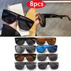 8pcs Oversized Square Sunglasses Women Men One Piece Goggle Brand Sun Glasses Outdoor Eyewear Cycling Driving Shades Sports