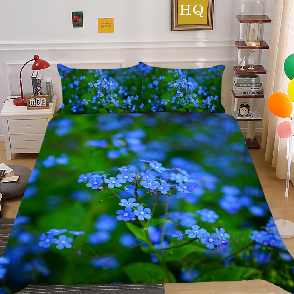 3D Flowers Printing Bed Cover King Size Bed Clothes Polyester Bedspreads Girl Fashion Home Bedclothes
