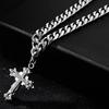 Necklace Cuban Chain Cross Pendant Male Tide Hip Hop Titanium Steel Non-Fading High Street Thick Versatile Necklace