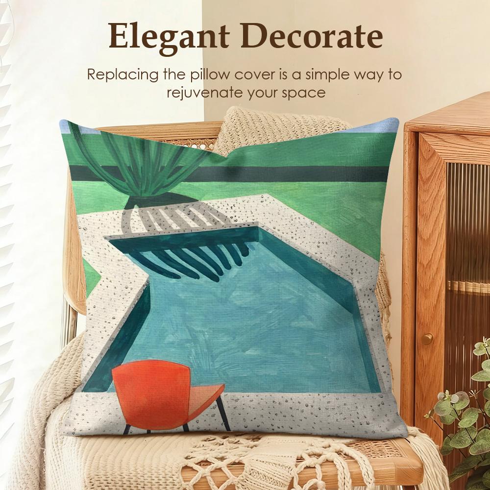 Art DDavid Hockney Cushion Cover Natural Linen Organic Fabric DoubleSided Printing Sofa Home Decor Gift Pillow Case