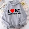 Valentine's Day I Love My Boyfriend Girlfriend Printed Hoodie Sweatshirt Unisex Pullover Long Sleeve Hooded