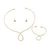 Geometric European and American Style Necklace, Earrings, Women's Bracelet Set, Niche Plain Ring Design Collar, Versatile Jewelry Women