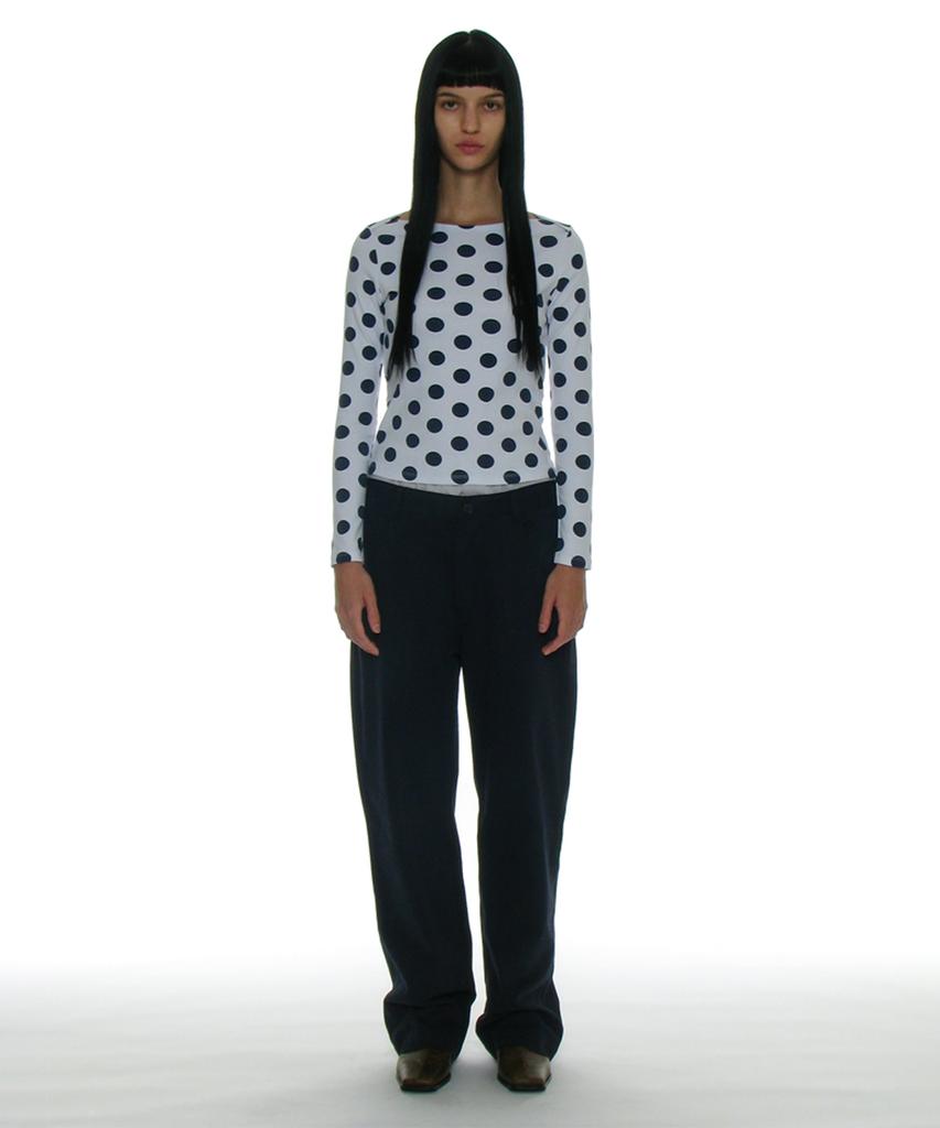 PARTIMENTO WOMEN Dot All-Over Printed Long Sleeve Tee_White