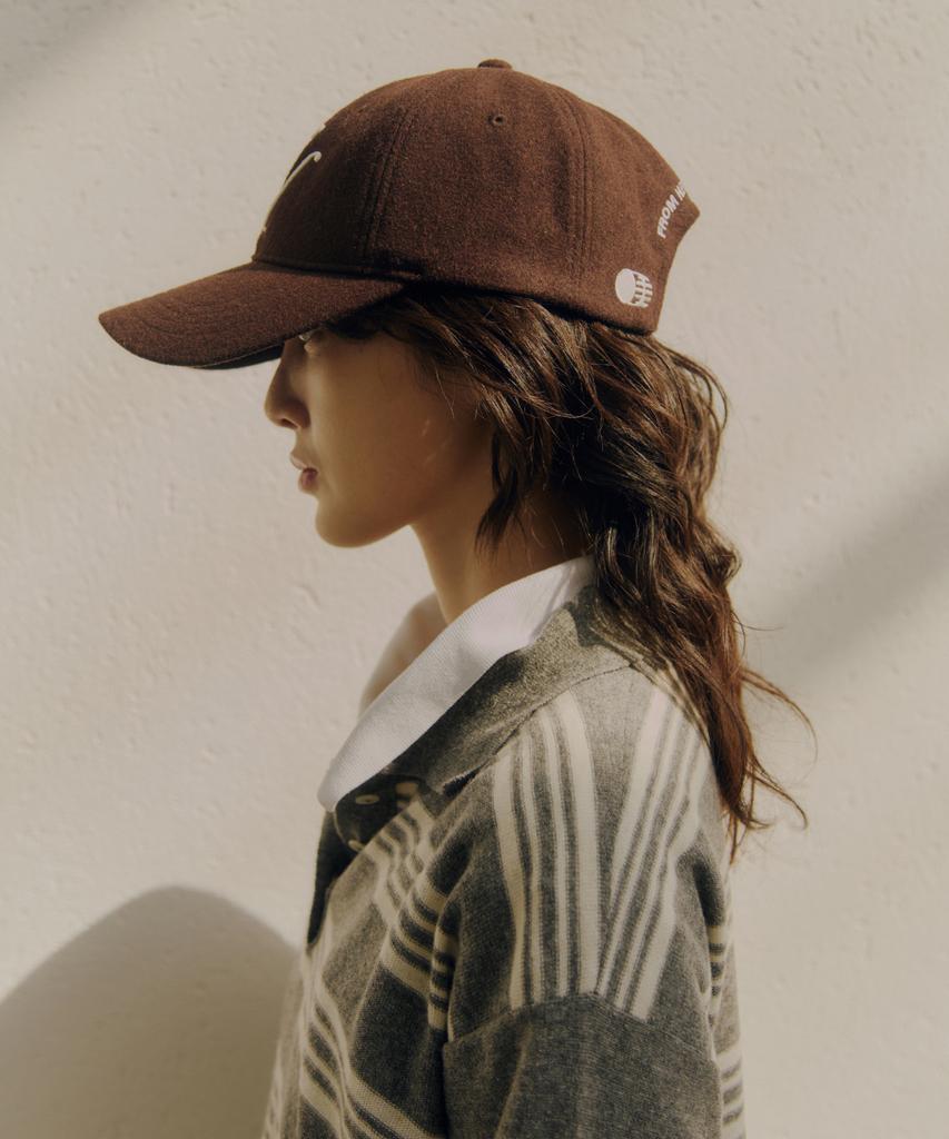 Teulaepighamoni Wool Blend Th Applique Logo Deep-Fit Ballcap_Brown