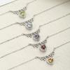 S925 sterling silver necklace women's natural peridot love pendant amethyst citrine light luxury high-end collarbone chain elegant women's jewelry