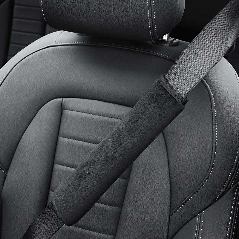 Soft Plush Car Seat Belt Covers - Comfortable, Breathable, All-Season Black Seat Covers for All Vehicles, Breathable Materia